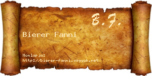 Bierer Fanni névjegykártya